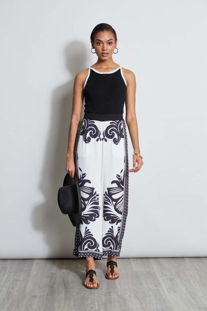 Elie Tahari T-Tahari Contrast Knit Tank BLACK/WHITE STAR