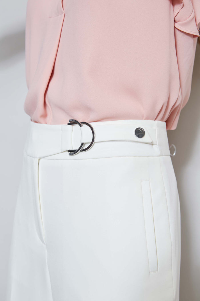 Elie Tahari T-Tahari Cropped Wide Leg Pant WHITE STAR