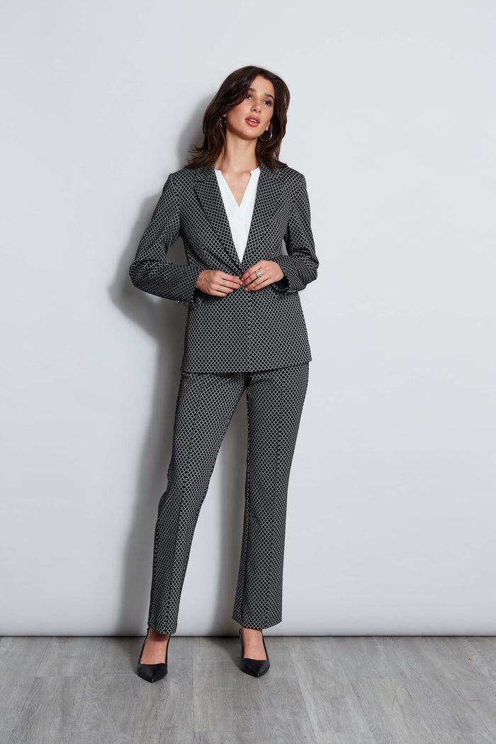 Elie Tahari T-Tahari Deco Diamond Pant BLK/PALE PLATINUM DIAMOND