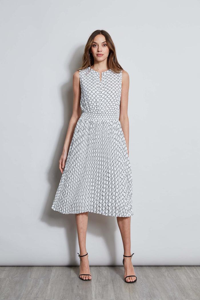 elie tahari T-Tahari Dotted Mesh Shirt Dress DOTTED MESH PRINT (WHITE)