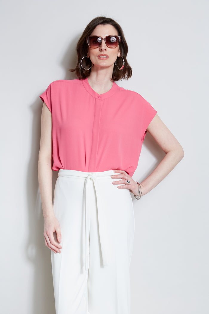 elie tahari T-Tahari Dropped Shoulder Shirt BOMBAY PINK