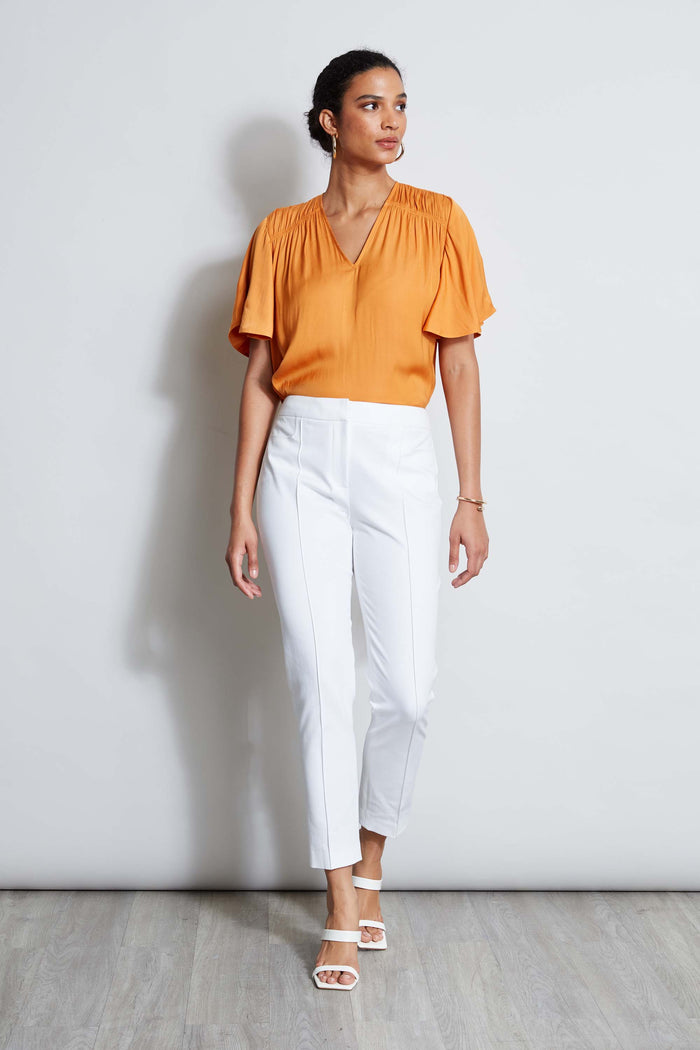 Elie Tahari T-Tahari Flutter Sleeve Shirt ORANGE BLOSSOM