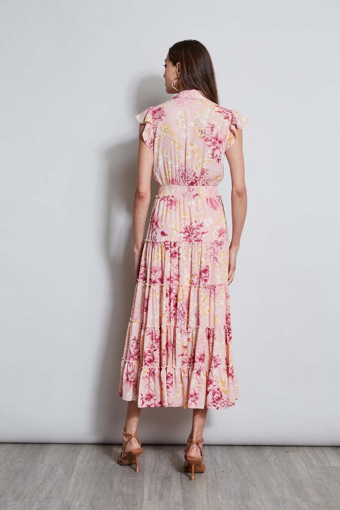 Elie Tahari T-Tahari Garden Midi Dress VERSAILLES GARDEN (PINK)