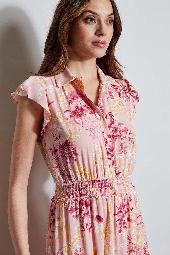 Elie Tahari T-Tahari Garden Midi Dress VERSAILLES GARDEN (PINK)