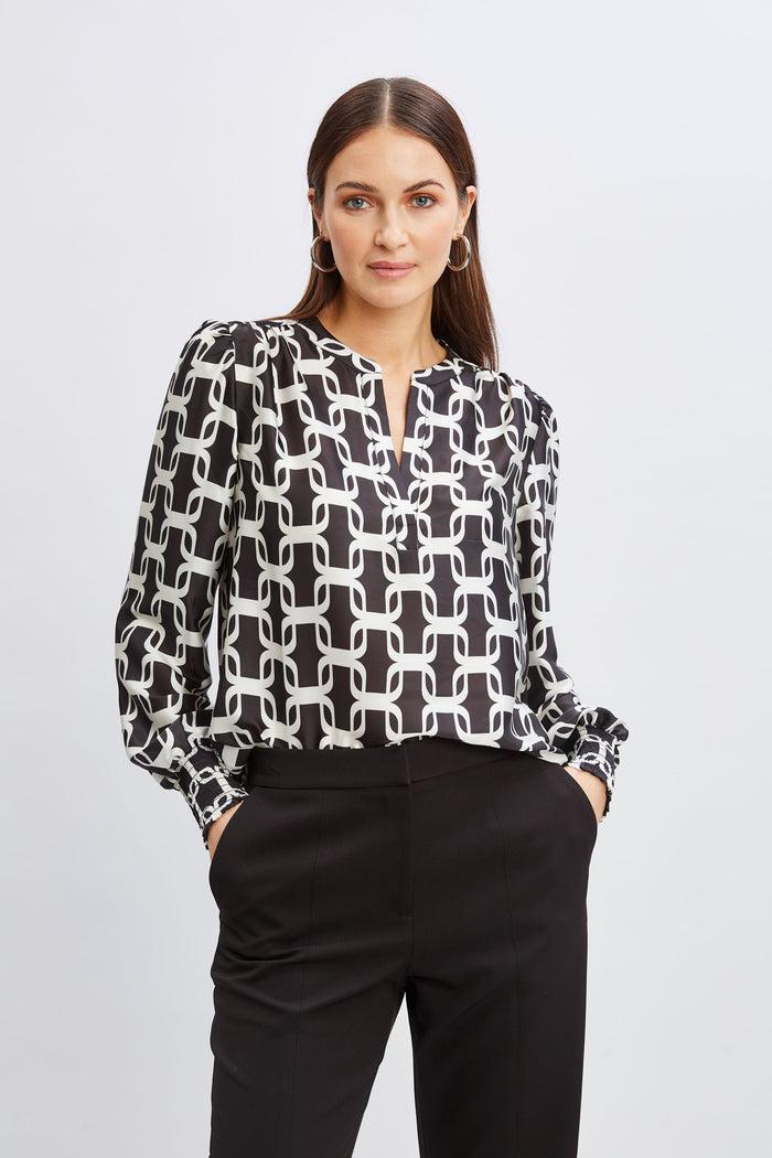 elie tahari T-Tahari Geometric Chain Shirt LONDON CHAIN PRINT