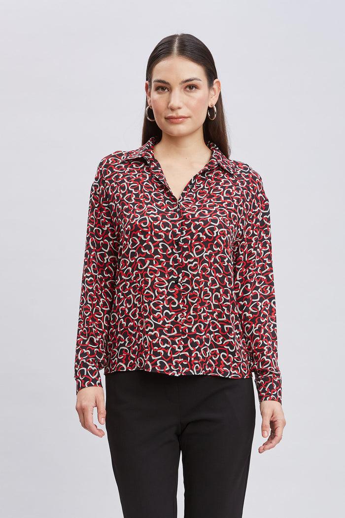 elie tahari T-Tahari Heart Link Print Shirt HEART LINK PRINT