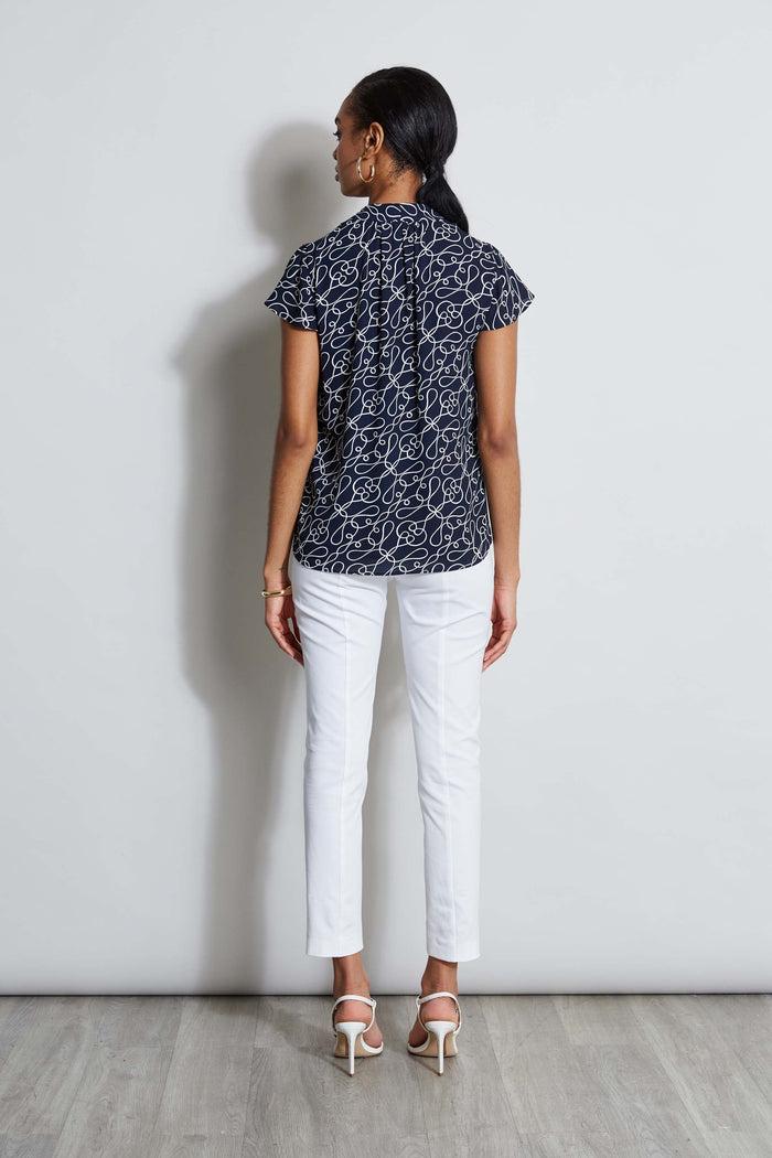 Elie Tahari T-Tahari Knotted Dream V-Neck Top KNOTTED DREAM PRINT