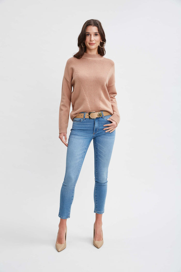 Elie Tahari T-Tahari Mock Neck Rib Sweater HAZELWOOD