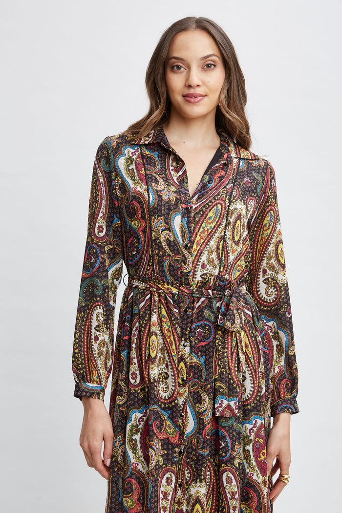 Elie Tahari T-Tahari Paisley Midi Dress PEACOCK PAISLEY