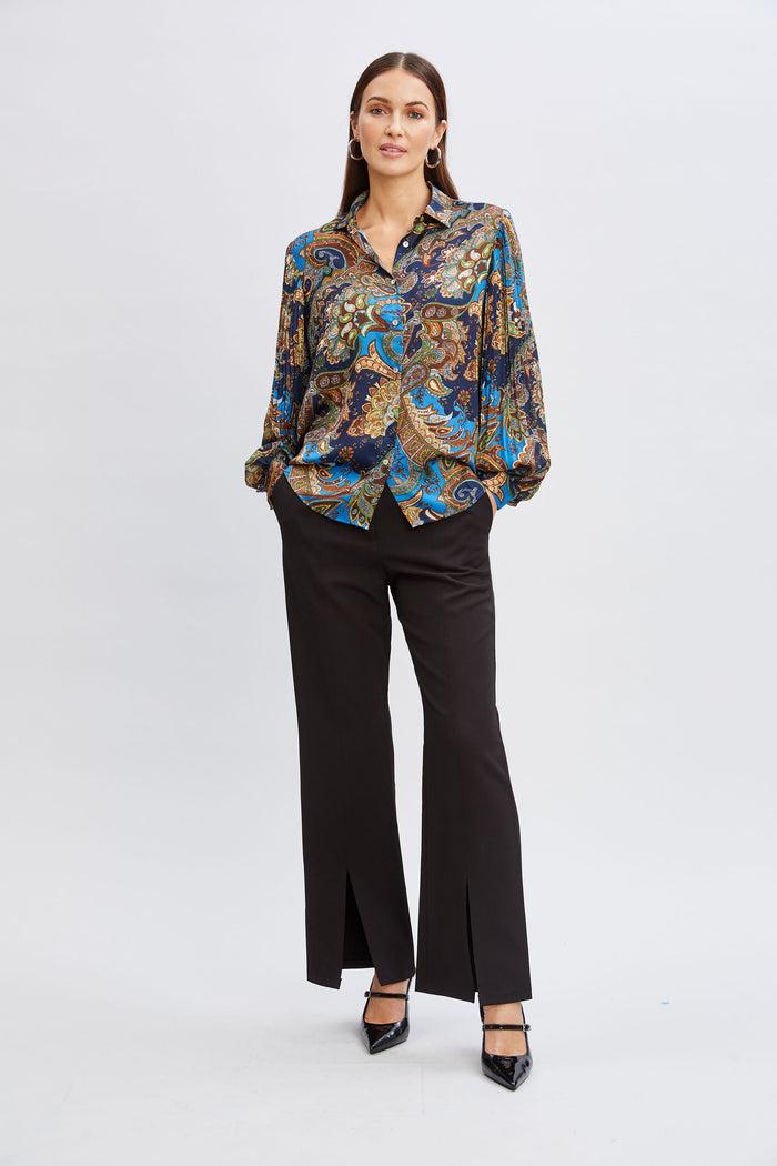 Elie Tahari T-Tahari Royal Paisley Button Down ROYAL PAISLEY PRINT