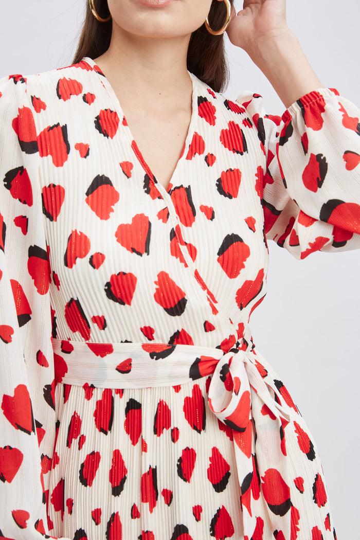 Elie Tahari T-Tahari Shadow Heart Wrap Dress SHADOW HEART PRINT