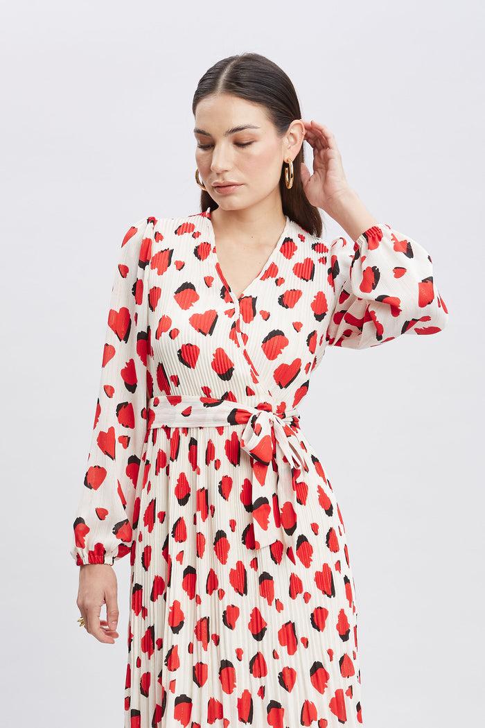 Elie Tahari T-Tahari Shadow Heart Wrap Dress SHADOW HEART PRINT