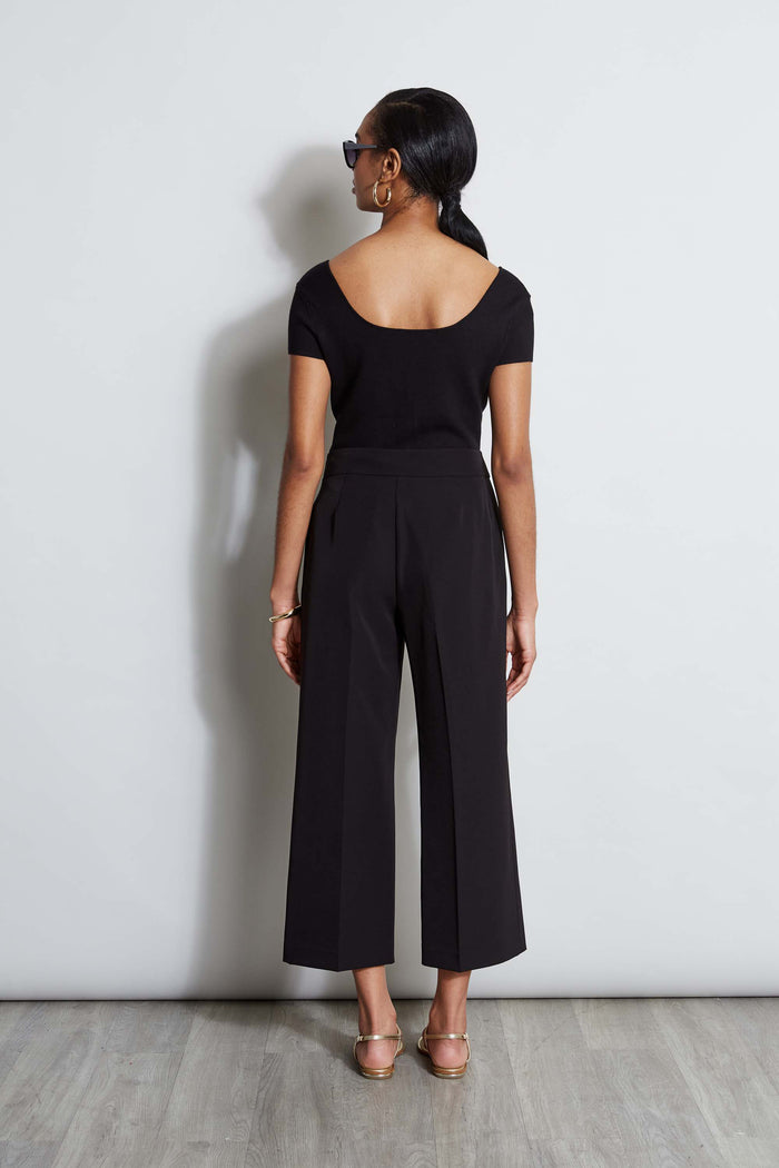 Elie Tahari T-Tahari Short Sleeve Contour Sweater BLACK