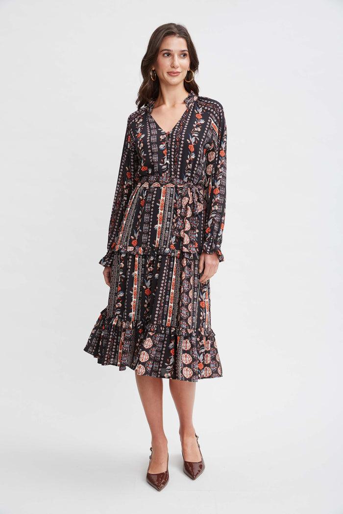 elie tahari T-Tahari Tiered Garden Dress SPANISH GARDEN