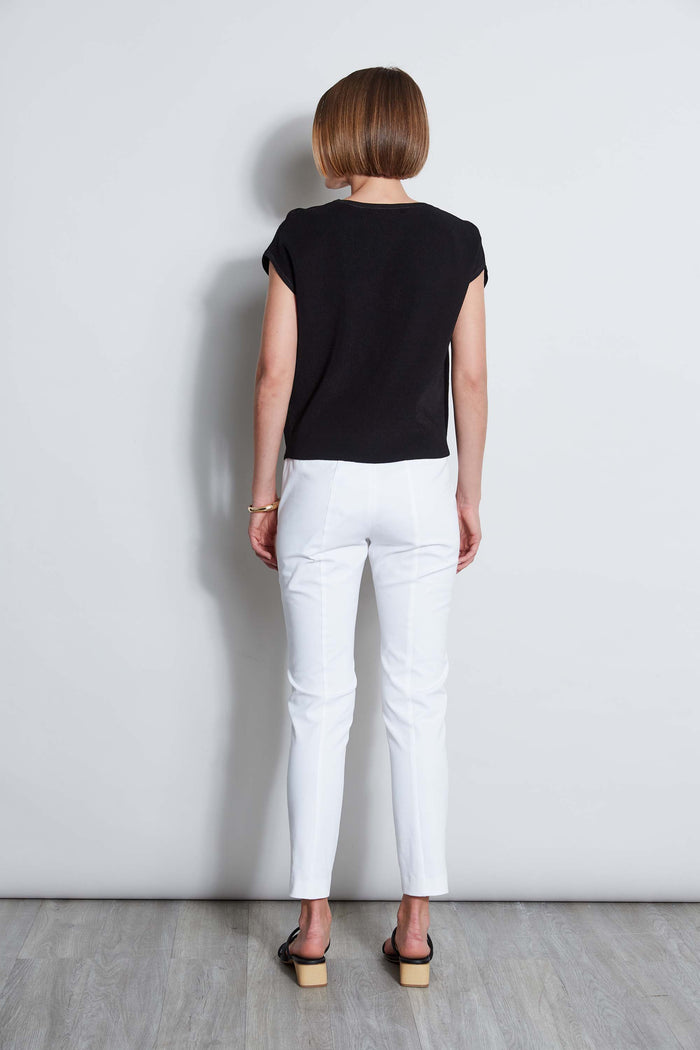 Elie Tahari T-Tahari Twist Knot Short Sleeve Sweater BLACK