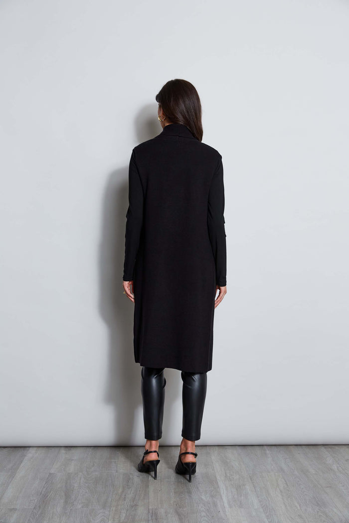 Elie Tahari T-Tahari Vegan Leather Pocket Vest BLACK