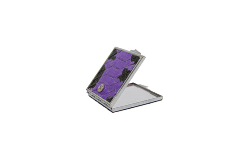 elisabeth weinstock Anatolia Compact Mirror Square Shaped Purple/Black Glazed Snakeskin