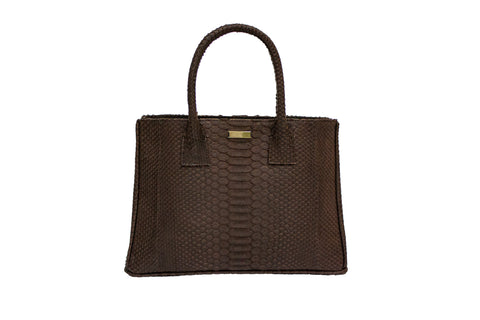 elisabeth weinstock Belgravia Medium Tote Coffee Matte Snakeskin