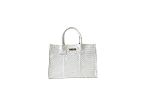 elisabeth weinstock Belgravia Mini Tote White Glazed Whipsnake