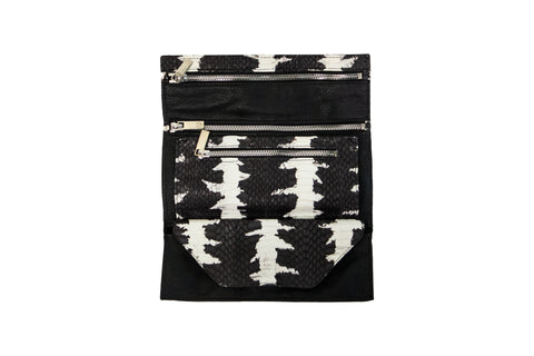 Elisabeth Weinstock Brussels Travel Jewelry Roll Black/White Starburst Whipsnake