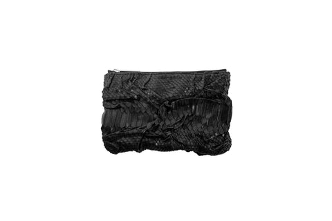 elisabeth weinstock Capri Small Wrinkle Clutch Black Matte Snakeskin