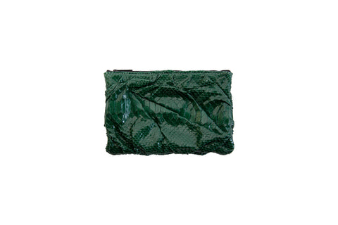 elisabeth weinstock Capri Small Wrinkle Clutch Emerald Glazed Snakeskin
