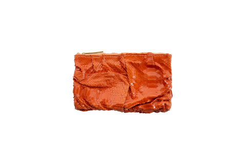elisabeth weinstock Capri Small Wrinkle Clutch Orange Glazed Snakeskin