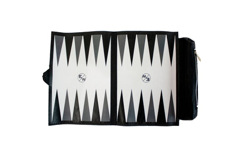 Elisabeth Weinstock Egypt Travel Backgammon Set Black Lamb Skin