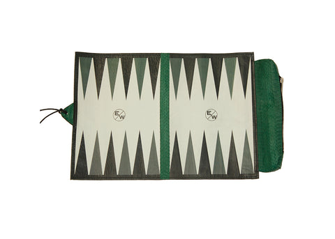 Elisabeth Weinstock Egypt Travel Backgammon Set Emerald Matte Whipsnake