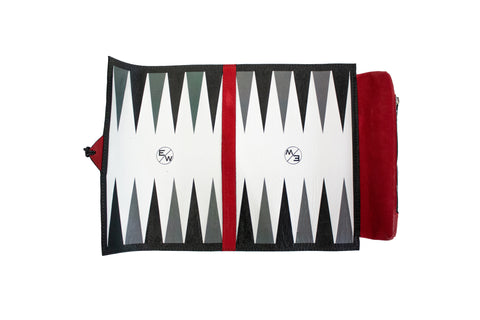 Elisabeth Weinstock Egypt Travel Backgammon Set Red Lamb Skin