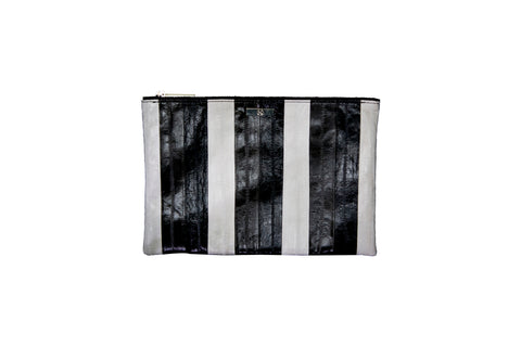 elisabeth weinstock Harbor Island Clutch Black/Grey/White Eel Skin
