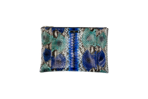 elisabeth weinstock Harbor Island Clutch Electric Blue Snakeskin