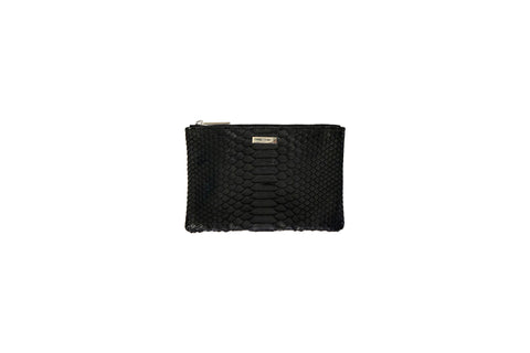 elisabeth weinstock Harbor Island Mini Clutch Black Matte Snakeskin