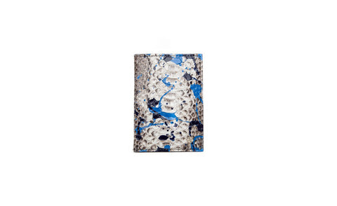 elisabeth weinstock Lugano Passport Case Blue Paint Splatter Natural Snakeskin