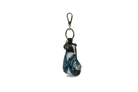 elisabeth weinstock Manila Mini Keychain White/Blue Snakeskin