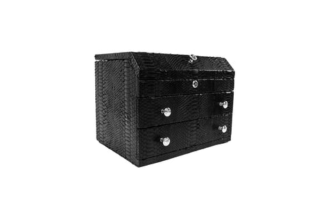 Elisabeth Weinstock Mini Kingston Jewelry Case Black Snakeskin