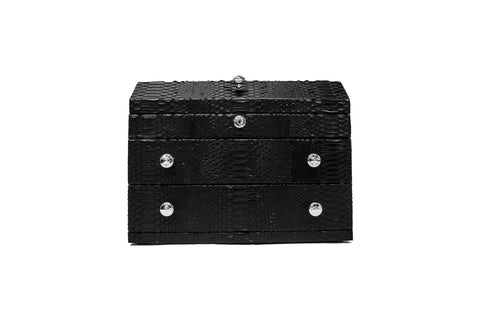 Elisabeth Weinstock Mini Kingston Jewelry Case Black Snakeskin