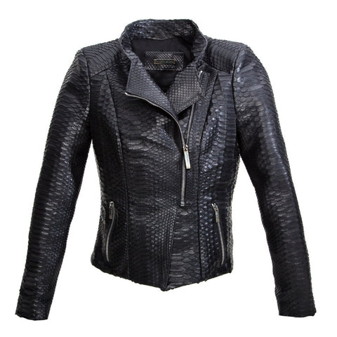 elisabeth weinstock Moscow Biker Jacket Matte Black Snakeskin