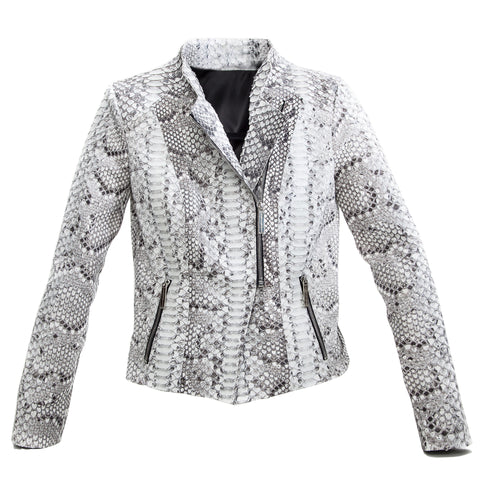 elisabeth weinstock Moscow Biker Jacket Salt & Pepper Snakeskin