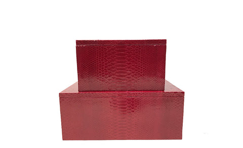 elisabeth weinstock Mykonos Stacking Boxes Cherry Glazed Snakeskin