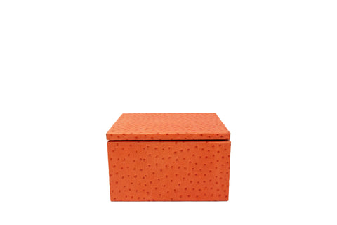 elisabeth weinstock Mykonos Stacking Boxes Orange Ostrich Embossed Leather
