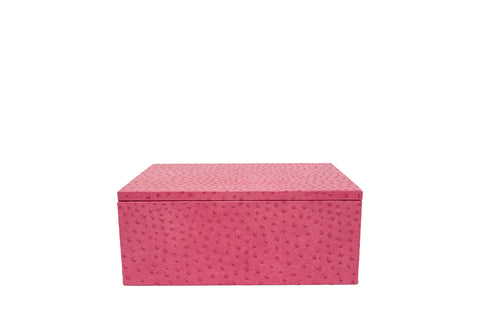 elisabeth weinstock Mykonos Stacking Boxes Pink Ostrich Embossed Leather