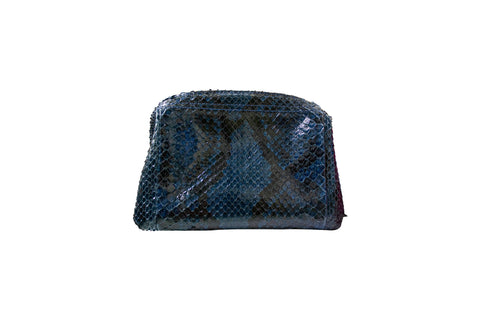 elisabeth weinstock Palermo Dopp Kit Navy/Black Diamond Glazed Snakeskin