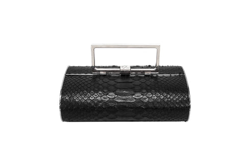 elisabeth weinstock Singapore Hard Clutch Black Matte Snakeskin