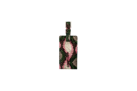 elisabeth weinstock St Tropez Luggage Tag Pink/Green Multi Snakeskin