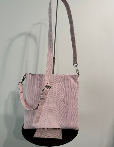 elisabeth weinstock Tokyo Cross-Body Matte Blush Pink Snakeskin elisabeth weinstock Tokyo Cross-Body Matte Blush Pink Snakeskin