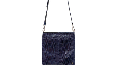 elisabeth weinstock Tokyo Cross-Body Midnight Glazed Snakeskin