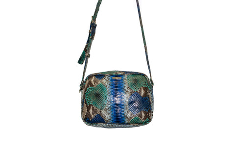 elisabeth weinstock Venice Cross-Body Electric Blue Snakeskin