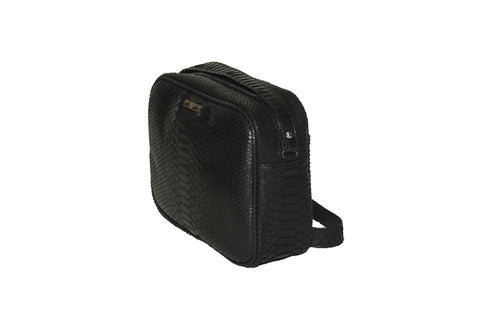 Elisabeth Weinstock Venice Cross-Body Matte Black Snakeskin