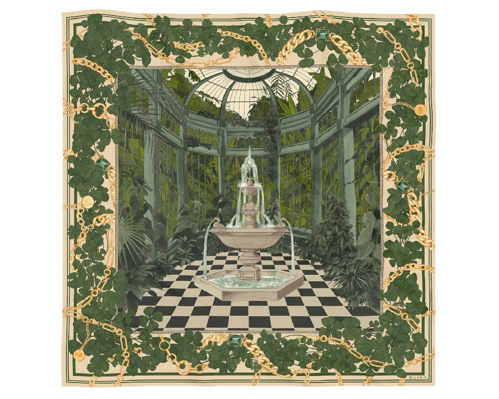 elixa APASZKA JEDWABNA W KONICZYNKI - FORTUNE GARDEN 85 X 85 CM AC.SC.2.B